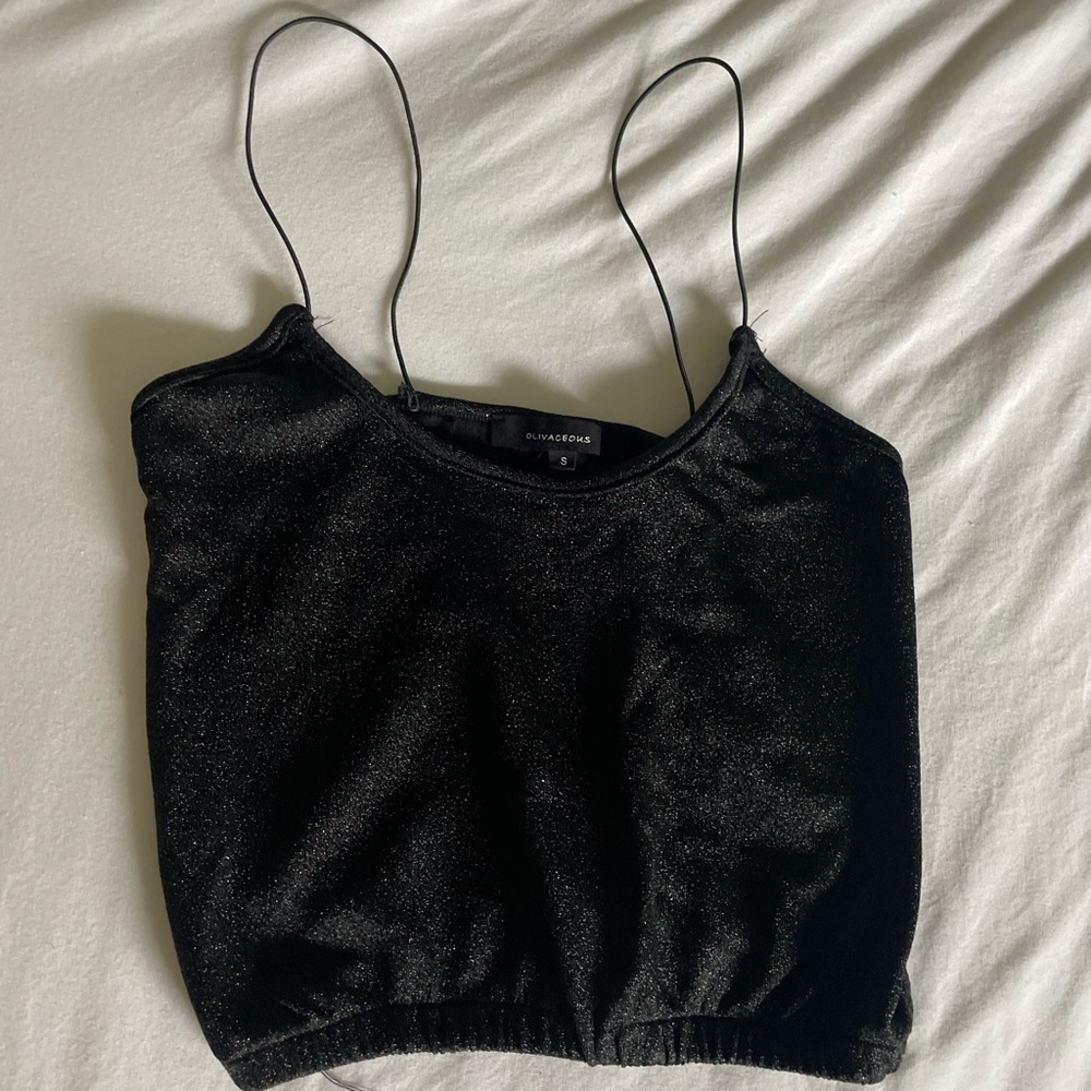 Shimmer black crop top